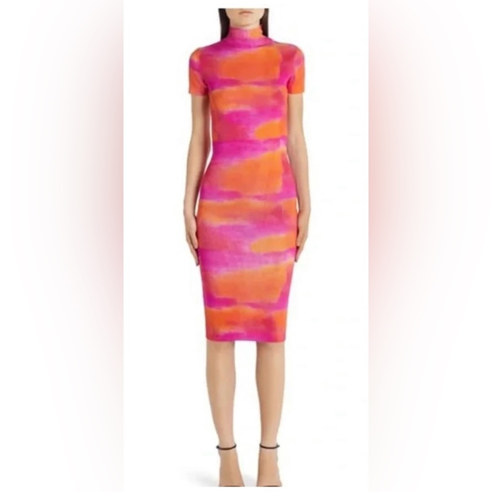 Versace tie dye silk sweater dress in orange/pink size 4